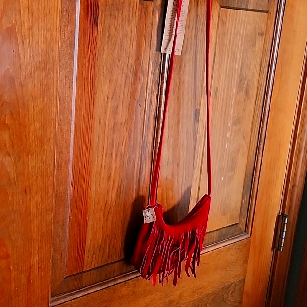 Vintage Red Suede bag with fringe